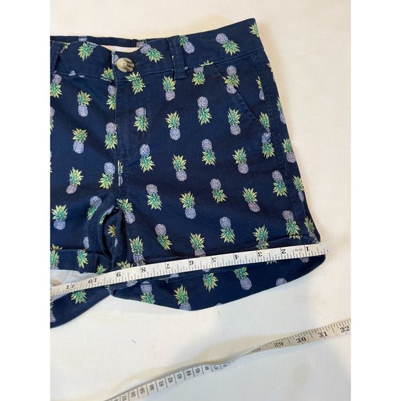 So Women's Favorite Midi Shorts Low Rise Pineapple Print Navy Blue Size 1 - Picture 6 of 9